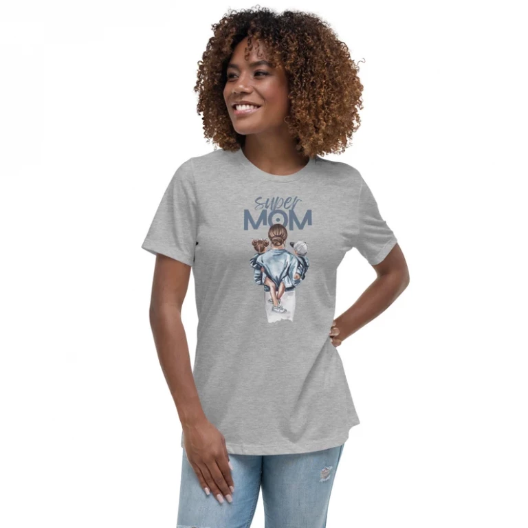 Women's Relaxed T-Shirt – Super Mom (Daughter & Son)